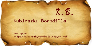 Kubinszky Borbála névjegykártya