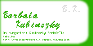 borbala kubinszky business card